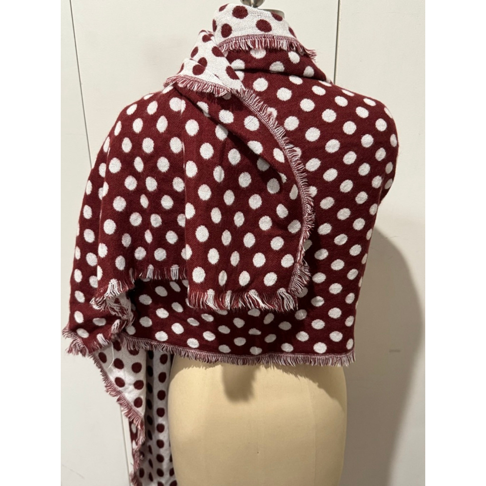 Women's Under One Sky Red berry White Polka Dot oversized Blanket Scarf wrap - Picture 3 of 10